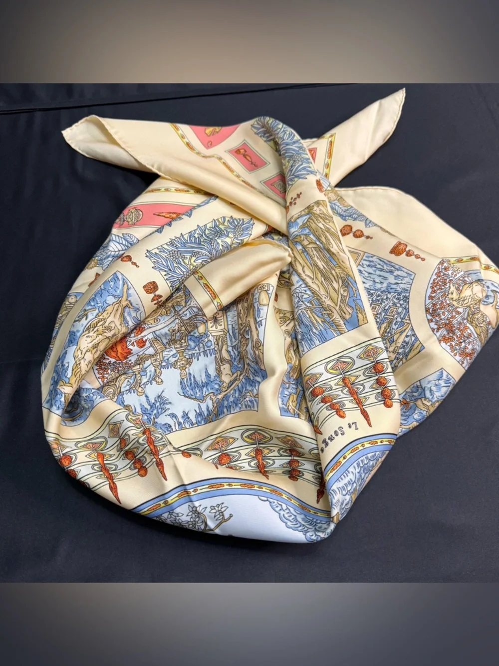 Hermes Silk Scarf Le Songe De Poliphile Love Forrest Blue Coral Cream - Picture 10 of 11